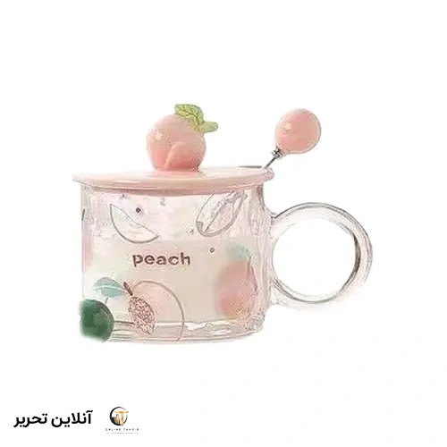 ماگ شیشه ای میوه درب سرامیکی 574-44- طرح هلو