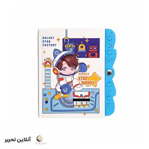 دفتر یادداشت فانتزی رمزدار بچه گانه طرح کارتونی رنگ سفید
