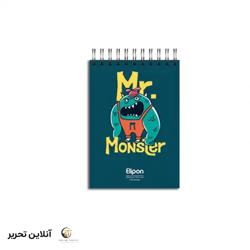 دفتر یادداشت 80 برگ سیمی الیپون 100*150سیمی طرح mr monster