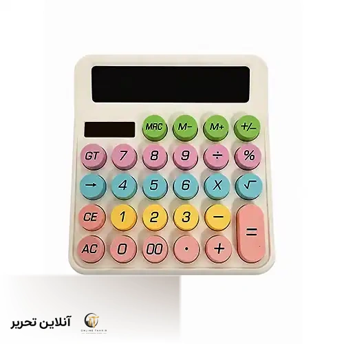 ماشین حساب فانتزی دکمه بزرگ رنگ سفید پاستلی برند YGANO مدل 2208B
