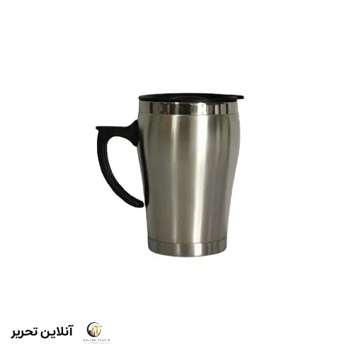 ماگ استیل درب دار – طوسی