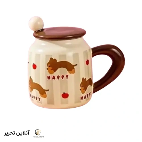ماگ سرامیکی دربدار طرح سگ – رنگ قهوه ای
