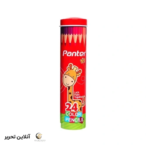 مداد رنگی 24 رنگ جعبه فلزی استوانه ای پنتر
