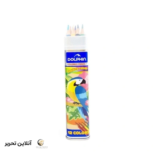 مداد رنگی 12 رنگ جعبه فلزی دلفین