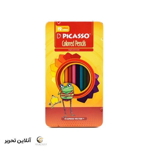 مداد رنگی 12 رنگ جعبه فلزی پیکاسو