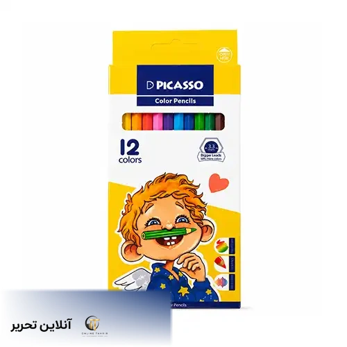 مدادرنگی 12رنگ جعبه مقوایی پیکاسو رنگ زرد
