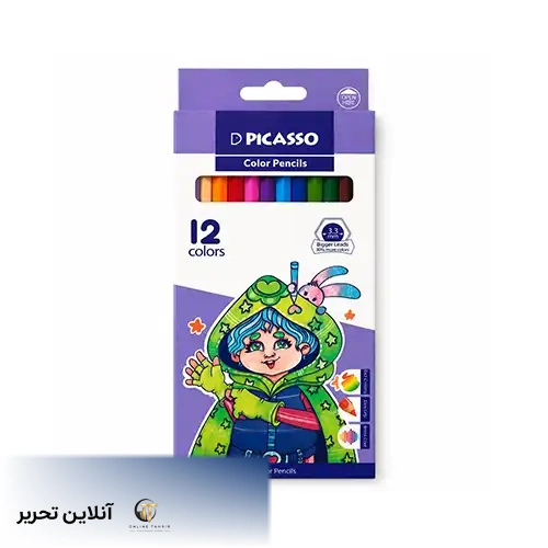 مدادرنگی 12رنگ جعبه مقوایی پیکاسو رنگ بنفش