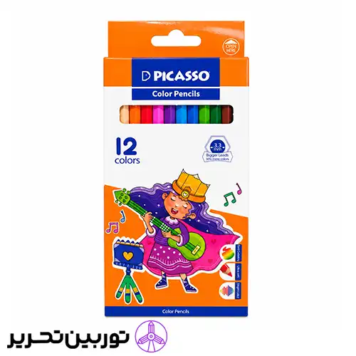 مدادرنگی 12رنگ جعبه مقوایی پیکاسو رنگ نارنجی