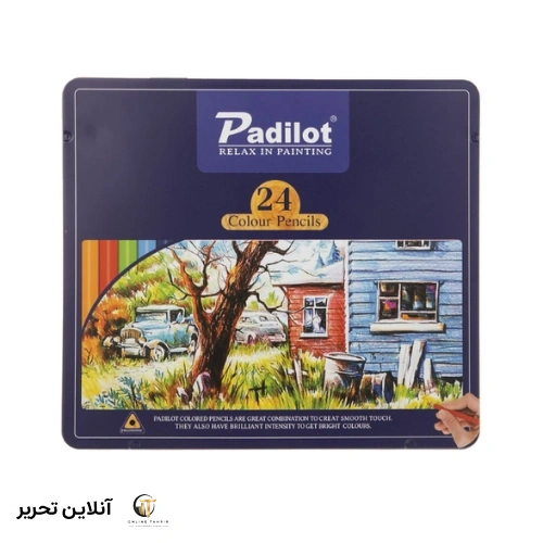 مداد رنگی 24 رنگ جعبه فلزی پادیلوت