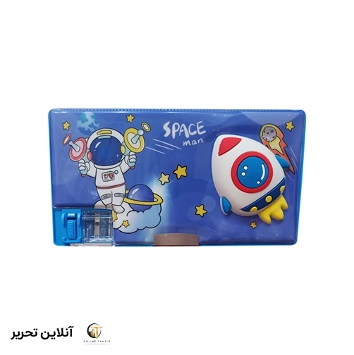 جامدادی مدل اسکوییشی دار مشکی طرح موشک و فضانورد