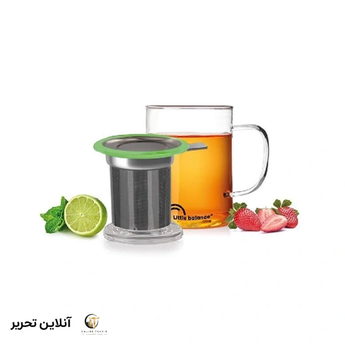لیوان دمنوش شیشه ای با صافی استیل