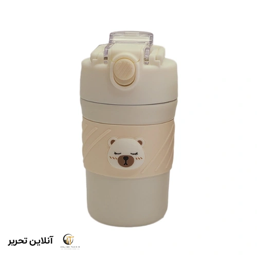 تراول ماگ استیل دوجداره دور سیلیکونی خرسی ۴۵۰ میلی لیتر